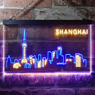 ADVPRO Shanghai City Skyline Silhouette Dual Color LED Neon Sign st6-i3272 - Blue & Yellow