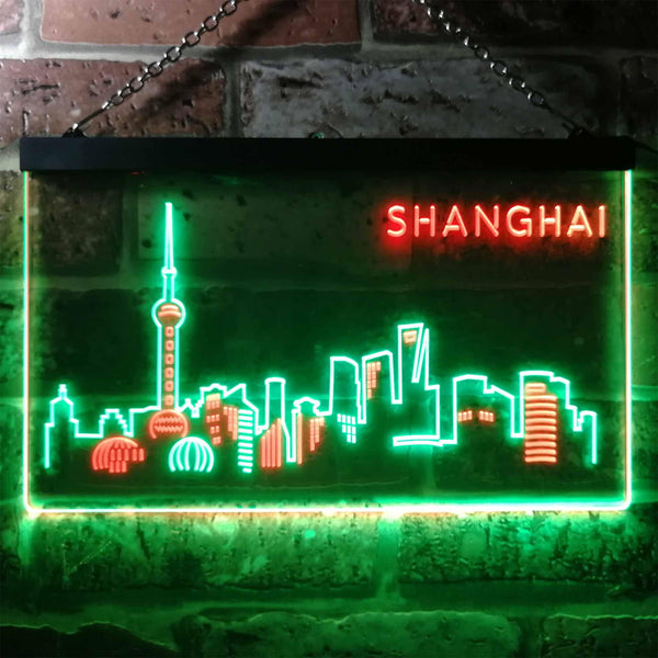 ADVPRO Shanghai City Skyline Silhouette Dual Color LED Neon Sign st6-i3272 - Green & Red