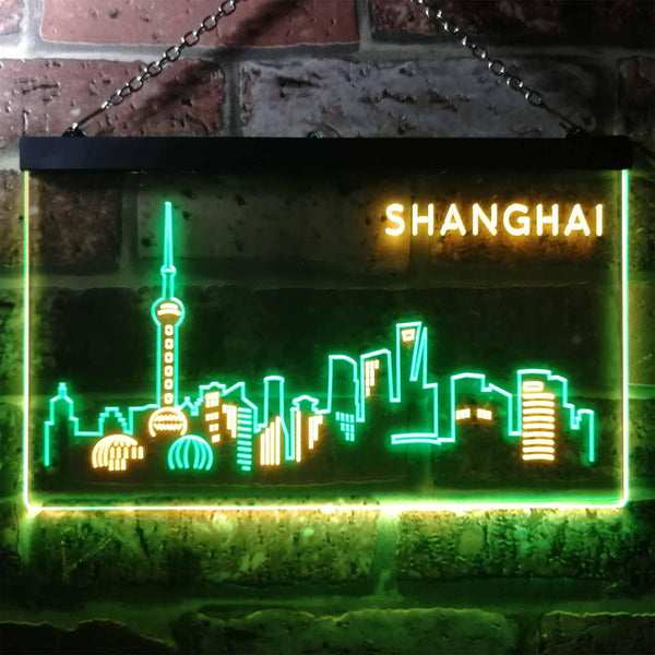 ADVPRO Shanghai City Skyline Silhouette Dual Color LED Neon Sign st6-i3272 - Green & Yellow