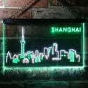 ADVPRO Shanghai City Skyline Silhouette Dual Color LED Neon Sign st6-i3272 - White & Green