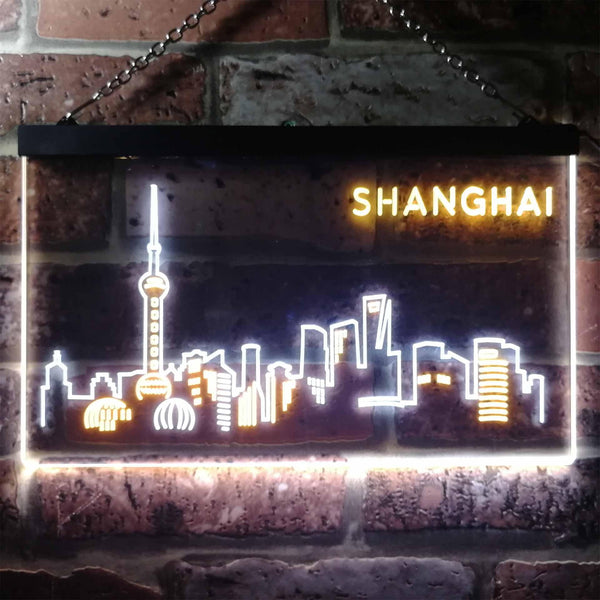 ADVPRO Shanghai City Skyline Silhouette Dual Color LED Neon Sign st6-i3272 - White & Yellow