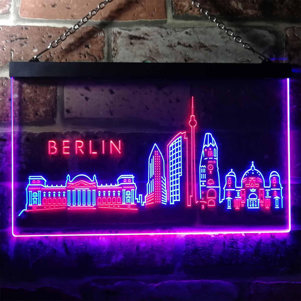ADVPRO Berlin City Skyline Silhouette Dual Color LED Neon Sign st6-i3273 - Blue & Red