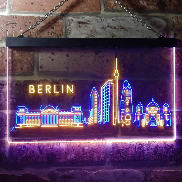 ADVPRO Berlin City Skyline Silhouette Dual Color LED Neon Sign st6-i3273 - Blue & Yellow