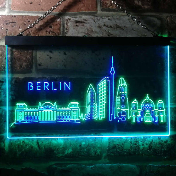 ADVPRO Berlin City Skyline Silhouette Dual Color LED Neon Sign st6-i3273 - Green & Blue