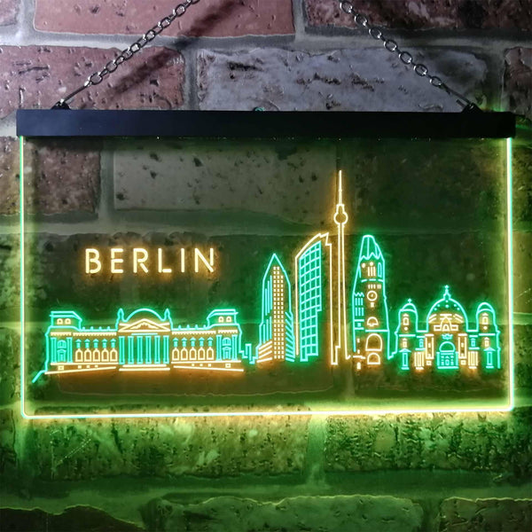ADVPRO Berlin City Skyline Silhouette Dual Color LED Neon Sign st6-i3273 - Green & Yellow
