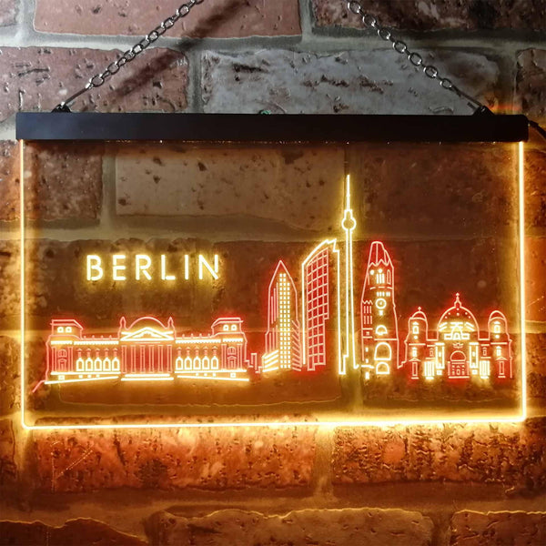 ADVPRO Berlin City Skyline Silhouette Dual Color LED Neon Sign st6-i3273 - Red & Yellow