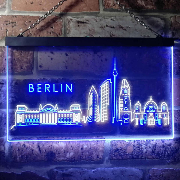 ADVPRO Berlin City Skyline Silhouette Dual Color LED Neon Sign st6-i3273 - White & Blue