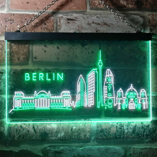 ADVPRO Berlin City Skyline Silhouette Dual Color LED Neon Sign st6-i3273 - White & Green
