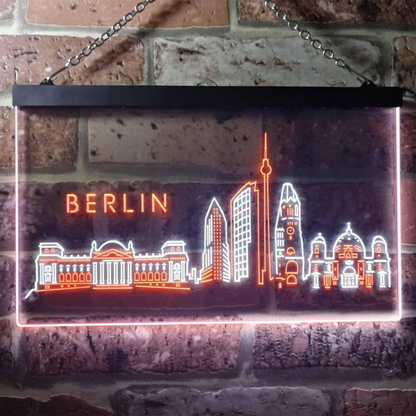 ADVPRO Berlin City Skyline Silhouette Dual Color LED Neon Sign st6-i3273 - White & Orange