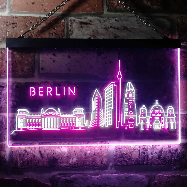 ADVPRO Berlin City Skyline Silhouette Dual Color LED Neon Sign st6-i3273 - White & Purple