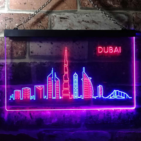 ADVPRO Dubai City Skyline Silhouette Dual Color LED Neon Sign st6-i3274 - Blue & Red