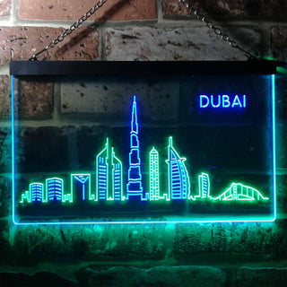 ADVPRO Dubai City Skyline Silhouette Dual Color LED Neon Sign st6-i3274 - Green & Blue