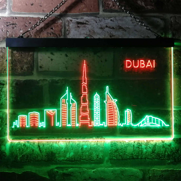 ADVPRO Dubai City Skyline Silhouette Dual Color LED Neon Sign st6-i3274 - Green & Red