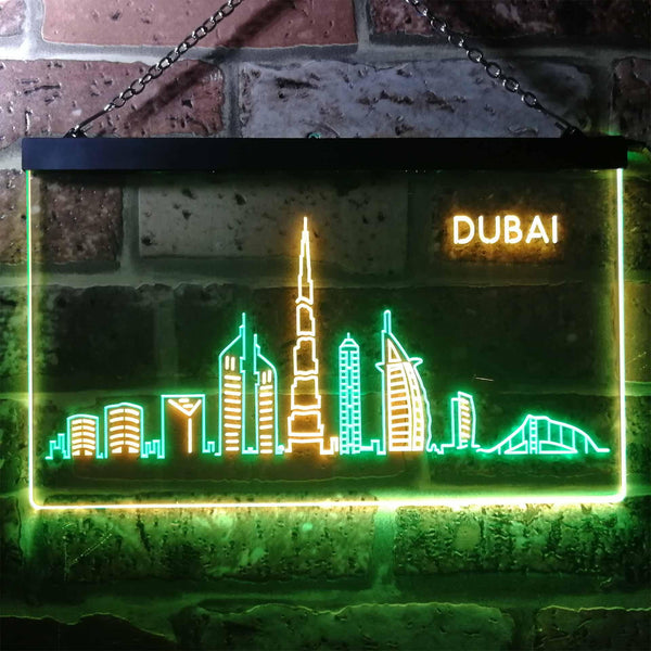 ADVPRO Dubai City Skyline Silhouette Dual Color LED Neon Sign st6-i3274 - Green & Yellow
