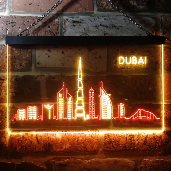 ADVPRO Dubai City Skyline Silhouette Dual Color LED Neon Sign st6-i3274 - Red & Yellow