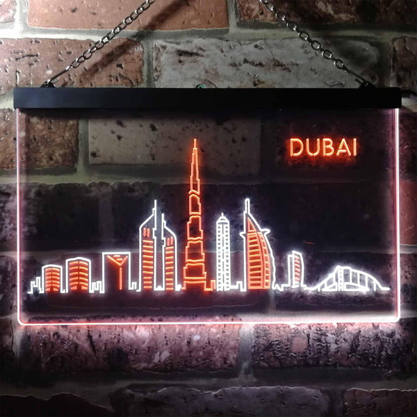 ADVPRO Dubai City Skyline Silhouette Dual Color LED Neon Sign st6-i3274 - White & Orange