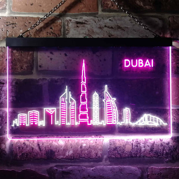 ADVPRO Dubai City Skyline Silhouette Dual Color LED Neon Sign st6-i3274 - White & Purple