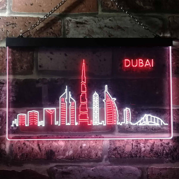 ADVPRO Dubai City Skyline Silhouette Dual Color LED Neon Sign st6-i3274 - White & Red