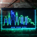 ADVPRO New York City Skyline Silhouette Dual Color LED Neon Sign st6-i3275 - Green & Blue