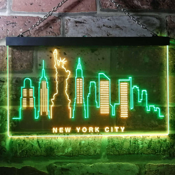 ADVPRO New York City Skyline Silhouette Dual Color LED Neon Sign st6-i3275 - Green & Yellow