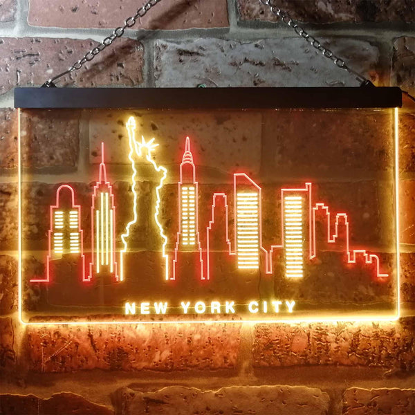 ADVPRO New York City Skyline Silhouette Dual Color LED Neon Sign st6-i3275 - Red & Yellow