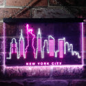 ADVPRO New York City Skyline Silhouette Dual Color LED Neon Sign st6-i3275 - White & Purple