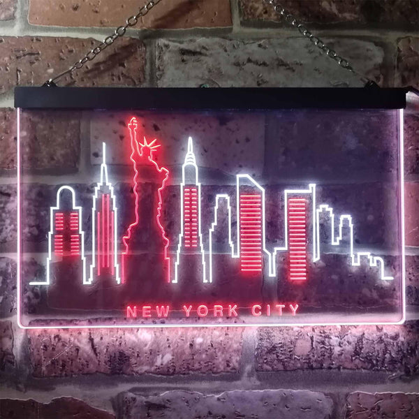 ADVPRO New York City Skyline Silhouette Dual Color LED Neon Sign st6-i3275 - White & Red