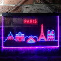 ADVPRO Paris City Skyline Silhouette Dual Color LED Neon Sign st6-i3276 - Blue & Red