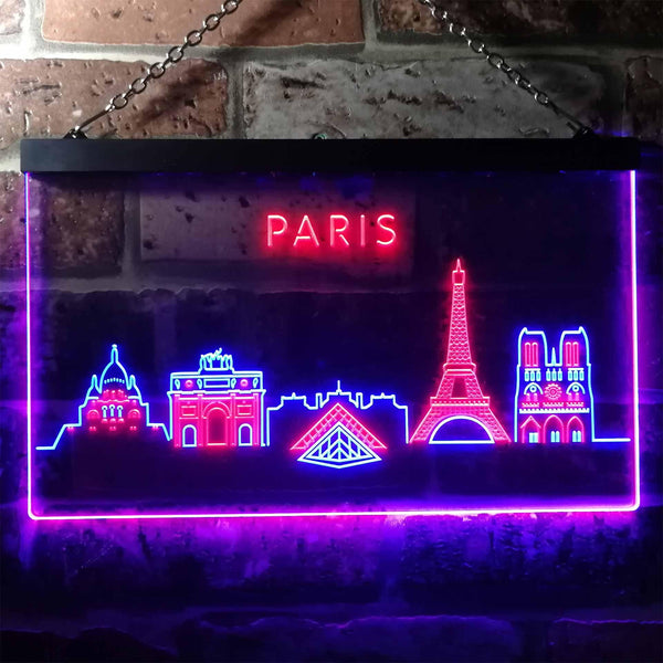 ADVPRO Paris City Skyline Silhouette Dual Color LED Neon Sign st6-i3276 - Blue & Red