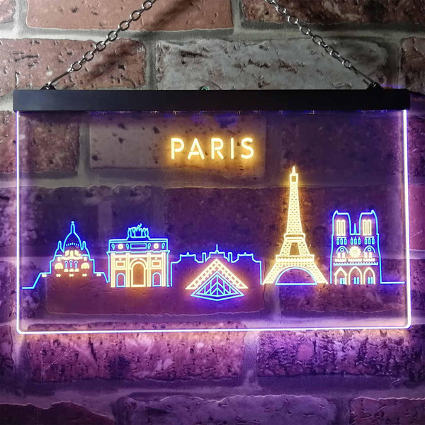 ADVPRO Paris City Skyline Silhouette Dual Color LED Neon Sign st6-i3276 - Blue & Yellow
