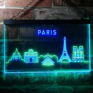 ADVPRO Paris City Skyline Silhouette Dual Color LED Neon Sign st6-i3276 - Green & Blue