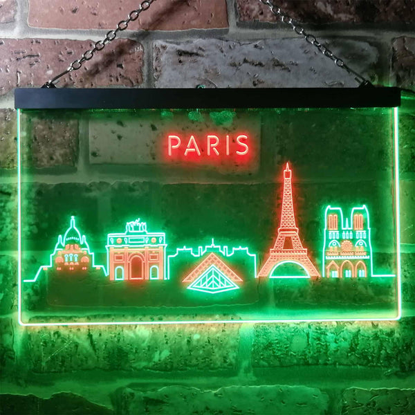 ADVPRO Paris City Skyline Silhouette Dual Color LED Neon Sign st6-i3276 - Green & Red