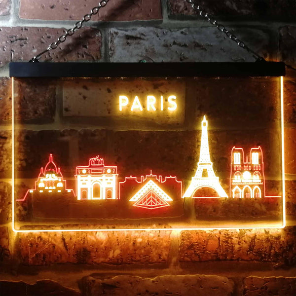 ADVPRO Paris City Skyline Silhouette Dual Color LED Neon Sign st6-i3276 - Red & Yellow