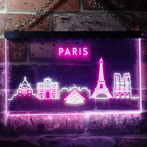ADVPRO Paris City Skyline Silhouette Dual Color LED Neon Sign st6-i3276 - White & Purple