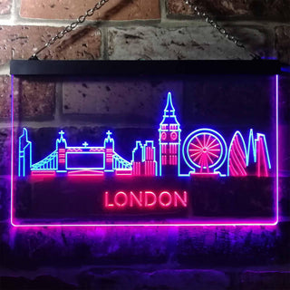 ADVPRO London City Skyline Silhouette Dual Color LED Neon Sign st6-i3277 - Blue & Red