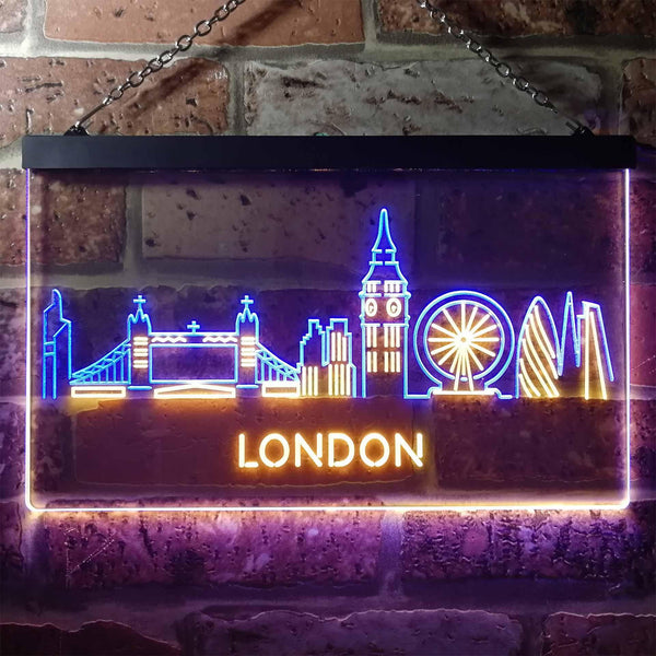 ADVPRO London City Skyline Silhouette Dual Color LED Neon Sign st6-i3277 - Blue & Yellow