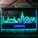 ADVPRO London City Skyline Silhouette Dual Color LED Neon Sign st6-i3277 - Green & Blue