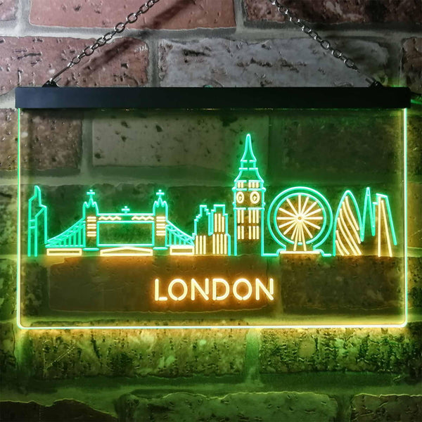 ADVPRO London City Skyline Silhouette Dual Color LED Neon Sign st6-i3277 - Green & Yellow