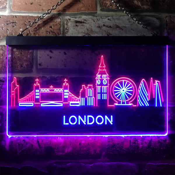 ADVPRO London City Skyline Silhouette Dual Color LED Neon Sign st6-i3277 - Red & Blue