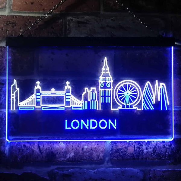 ADVPRO London City Skyline Silhouette Dual Color LED Neon Sign st6-i3277 - White & Blue