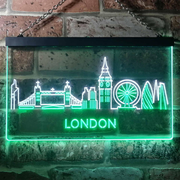 ADVPRO London City Skyline Silhouette Dual Color LED Neon Sign st6-i3277 - White & Green