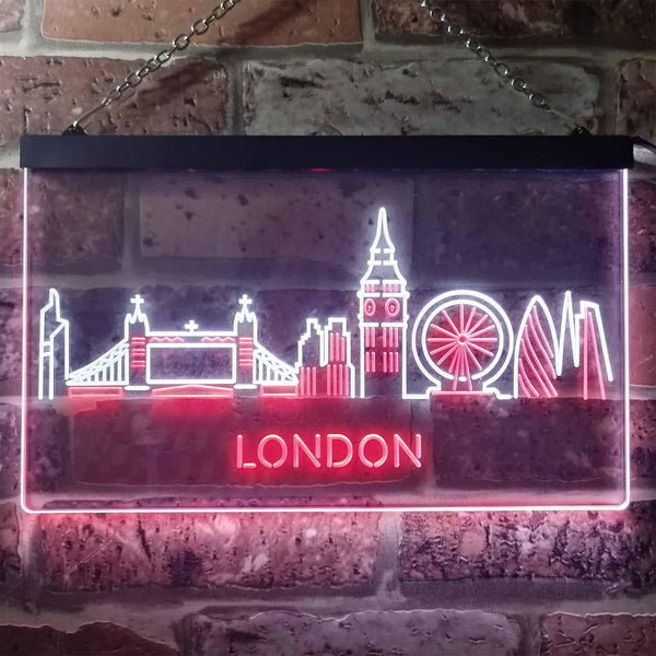 ADVPRO London City Skyline Silhouette Dual Color LED Neon Sign st6-i3277 - White & Red