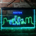 ADVPRO Boston City Skyline Silhouette Dual Color LED Neon Sign st6-i3278 - Green & Blue