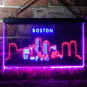 ADVPRO Boston City Skyline Silhouette Dual Color LED Neon Sign st6-i3278 - Red & Blue