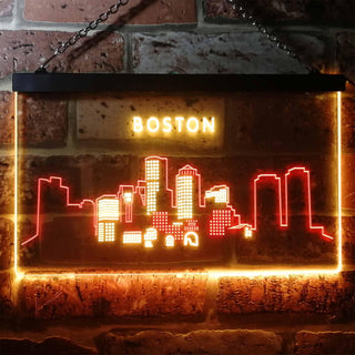 ADVPRO Boston City Skyline Silhouette Dual Color LED Neon Sign st6-i3278 - Red & Yellow