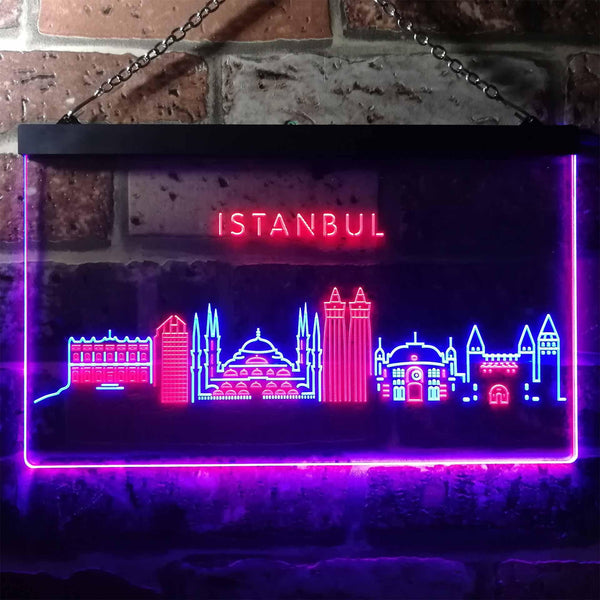ADVPRO Istanbul City Skyline Silhouette Dual Color LED Neon Sign st6-i3279 - Blue & Red