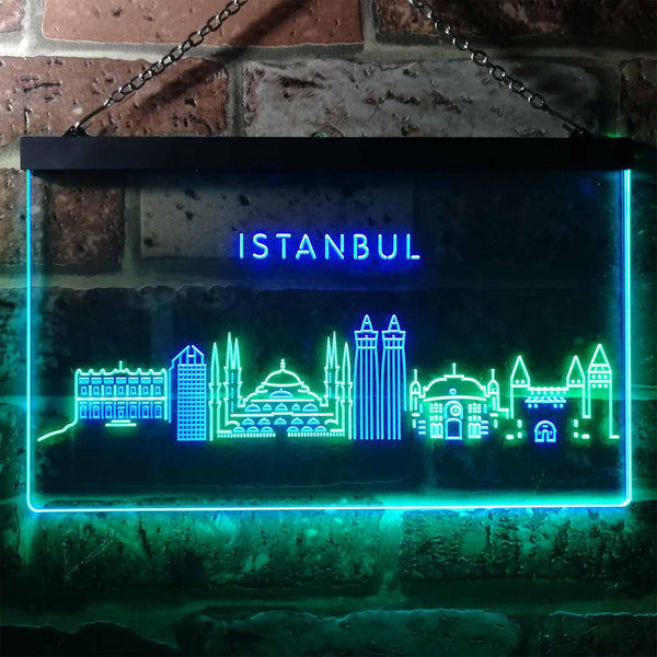 ADVPRO Istanbul City Skyline Silhouette Dual Color LED Neon Sign st6-i3279 - Green & Blue