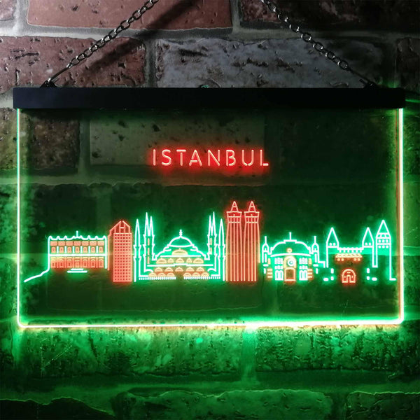 ADVPRO Istanbul City Skyline Silhouette Dual Color LED Neon Sign st6-i3279 - Green & Red