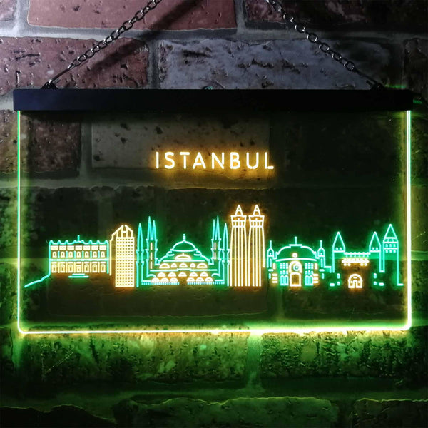 ADVPRO Istanbul City Skyline Silhouette Dual Color LED Neon Sign st6-i3279 - Green & Yellow