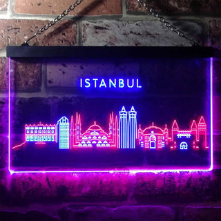 ADVPRO Istanbul City Skyline Silhouette Dual Color LED Neon Sign st6-i3279 - Red & Blue